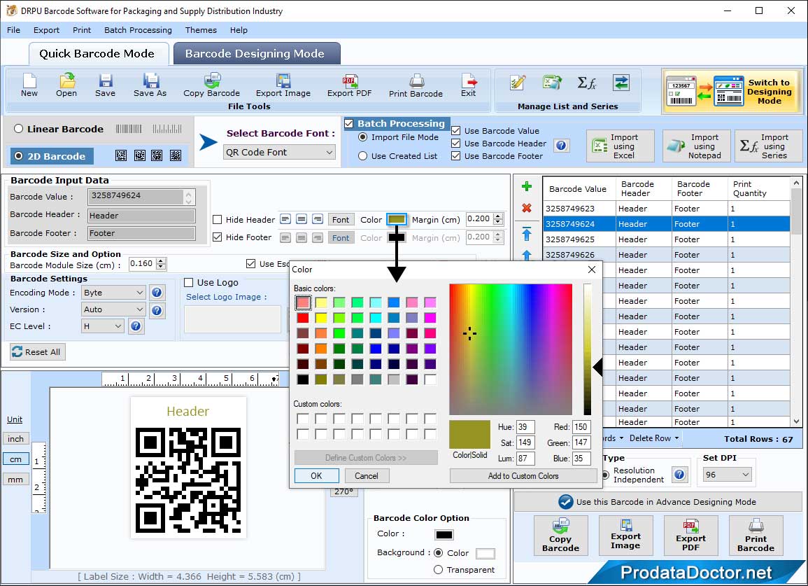 Barcode color