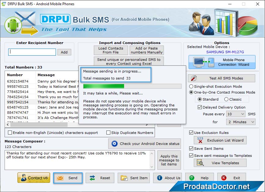 Bulk SMS sending process