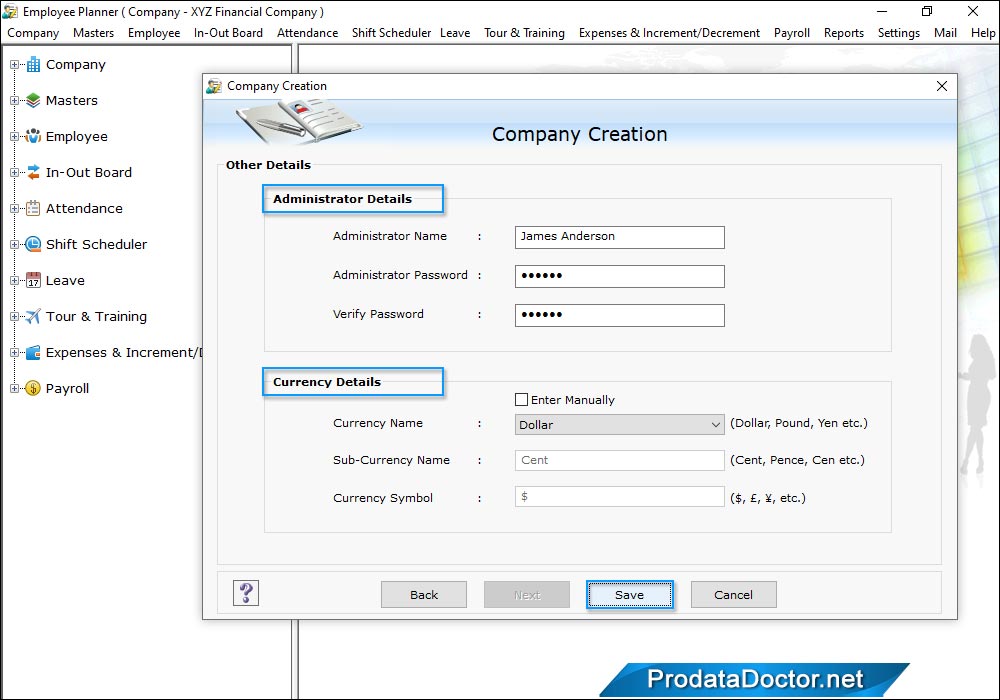 Employee Planner Admin detail