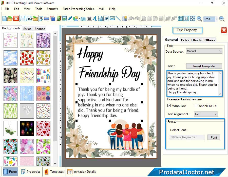 Greeting card Text