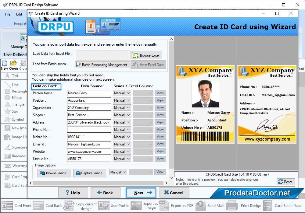 ID card fill information