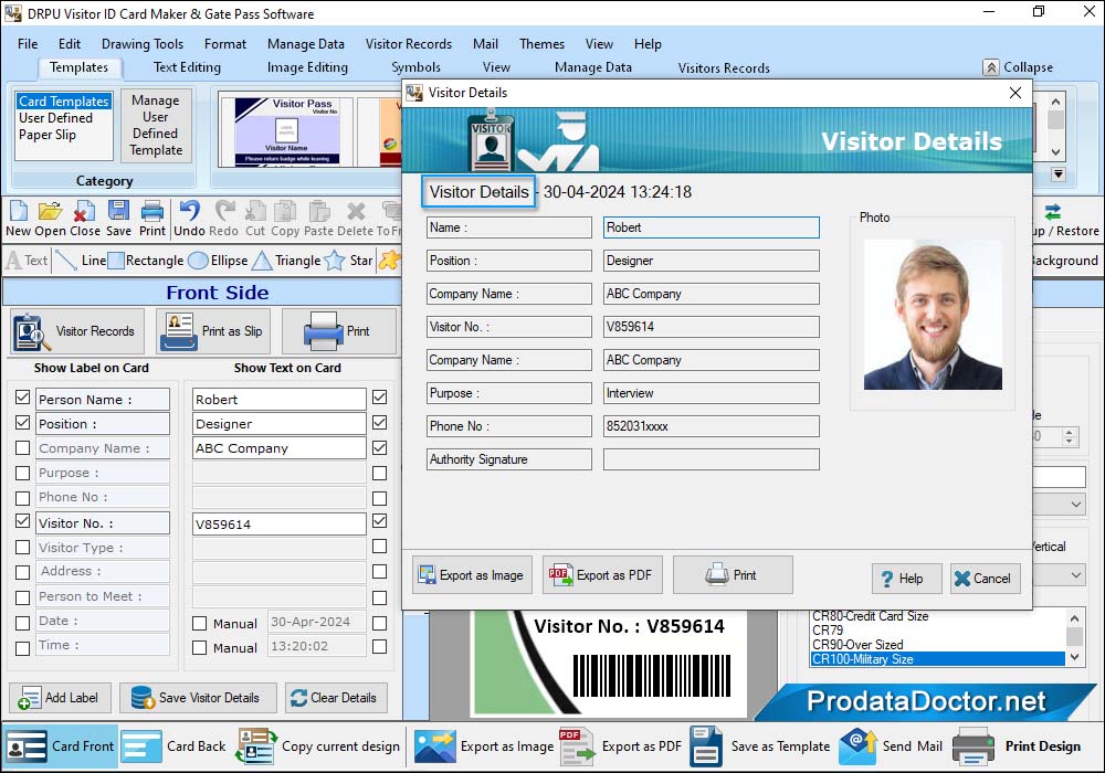 Gate Pass ID Cards Maker Software